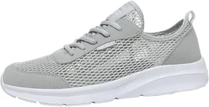 Men's Running Tennis Shoes Breathable Walking Shoes Lace Up Outdoor Casual Mesh Trainer Running (Grey, 10)
