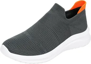 Men's Running Tennis Shoes Breathable Walking Shoes Slip on Sport Athletic Casual Mesh Trainer (Grey, 11)