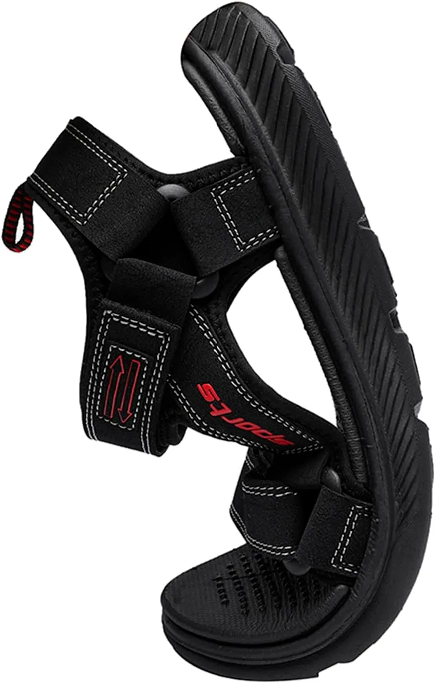 Mens Sandals Walking Men Flat Sandals Fashion and Comfort Soft Bottom Beach Sandals Soft Sandals (Black, 9.5)