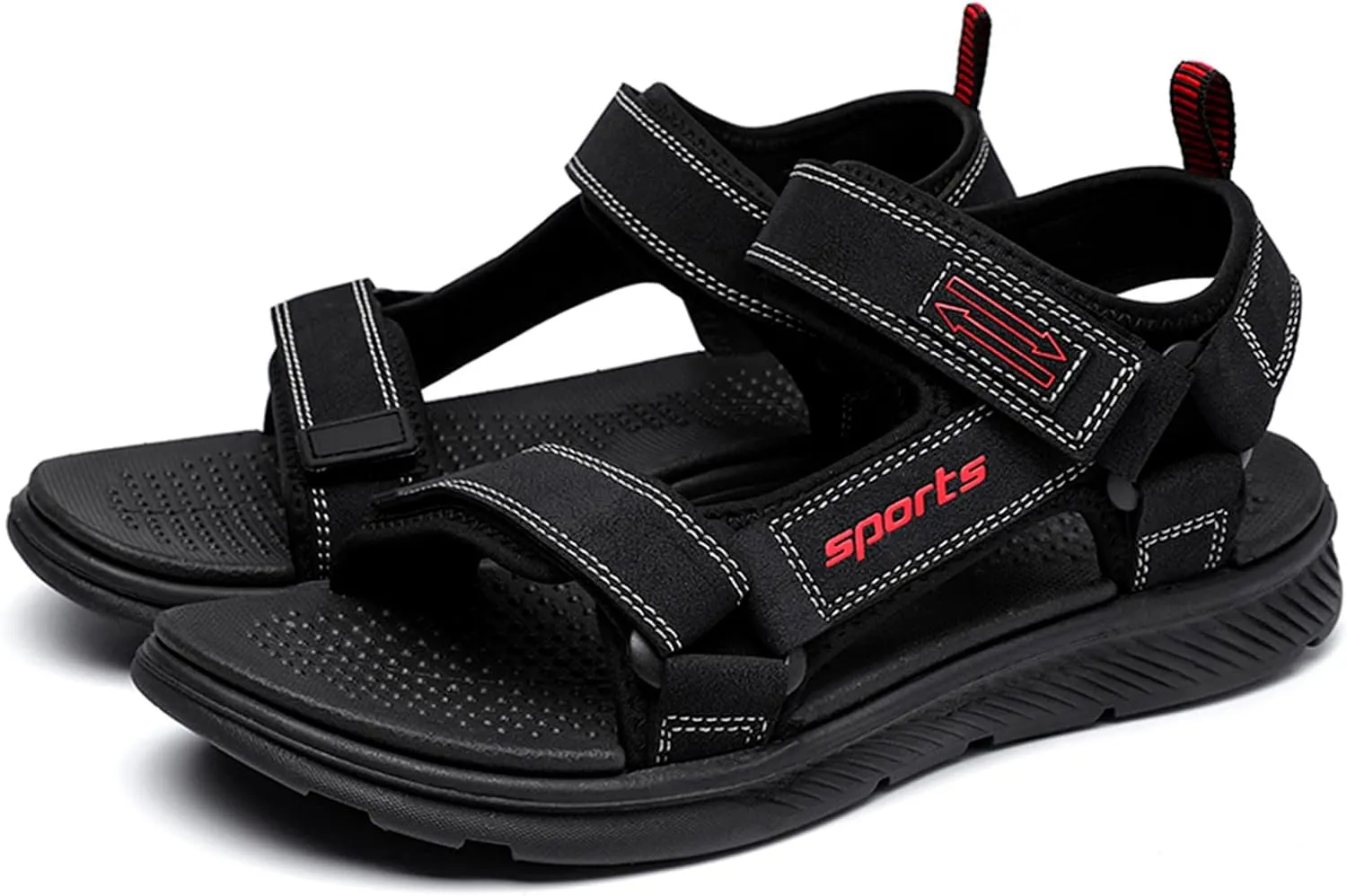 Mens Sandals Walking Men Flat Sandals Fashion and Comfort Soft Bottom Beach Sandals Soft Sandals (Black, 9.5)
