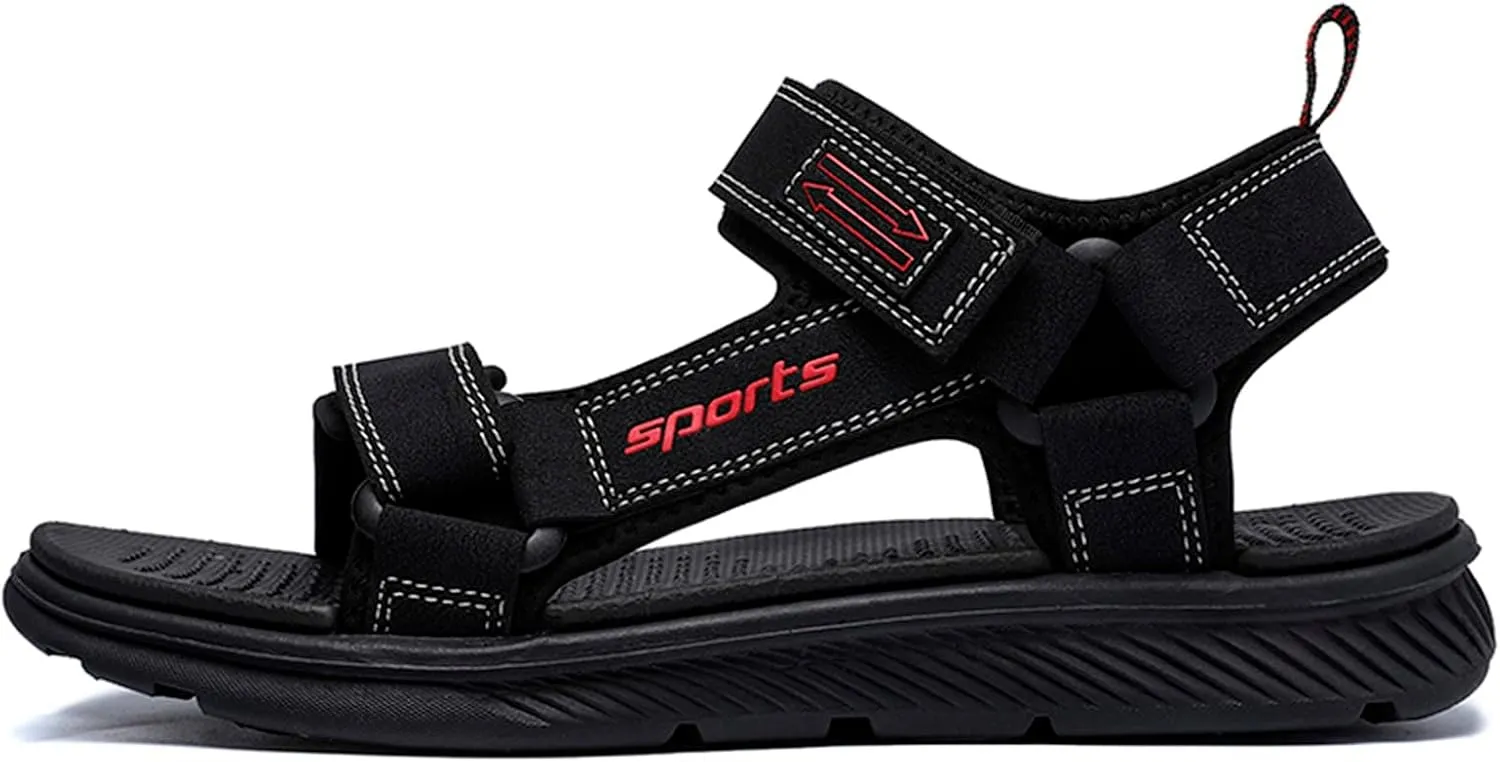 Mens Sandals Walking Men Flat Sandals Fashion and Comfort Soft Bottom Beach Sandals Soft Sandals (Black, 9.5)