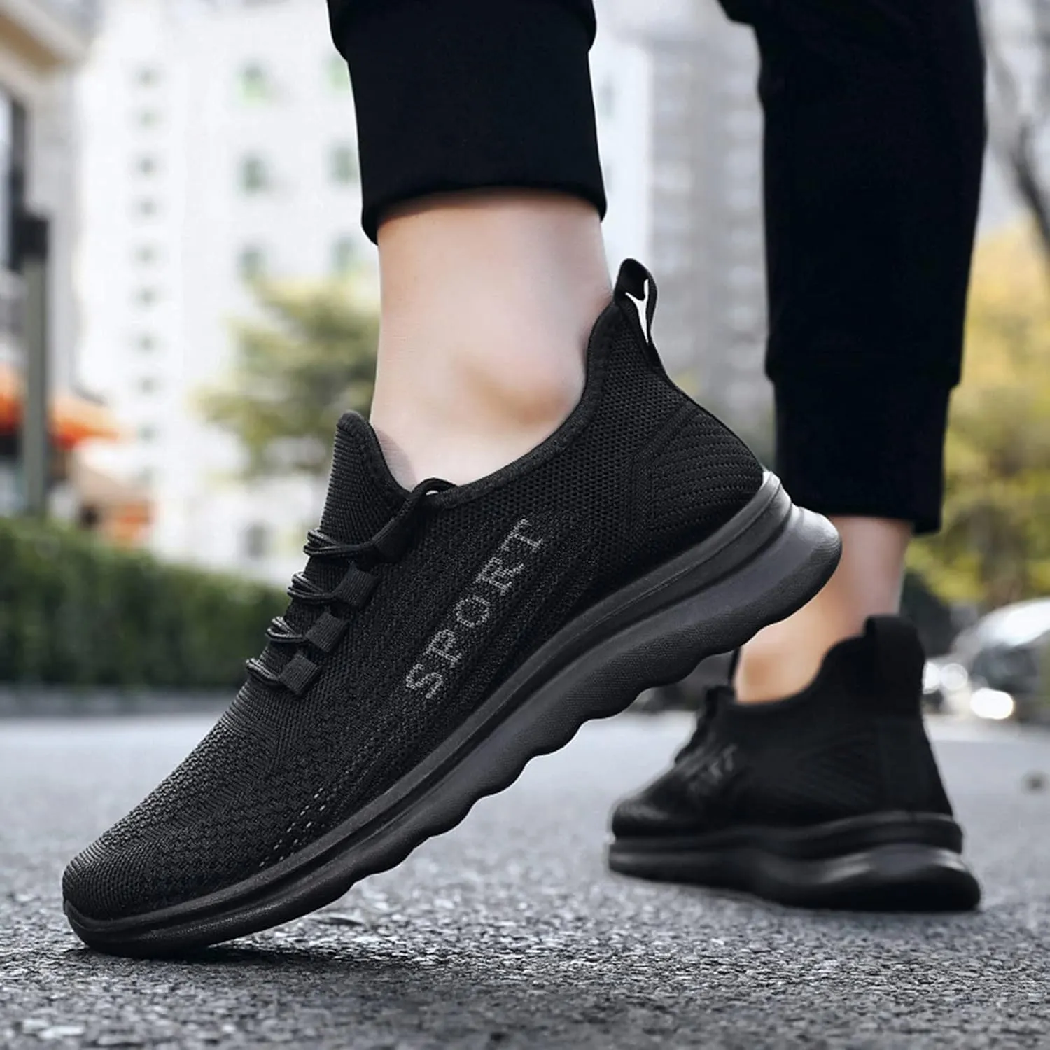 Mens Tennis Shoes Non Slip Shoes Lightweight Breathable Slip on Running Fashion Men's Casual Sneakers Mesh Breathable Walking on for Men White Sneakers