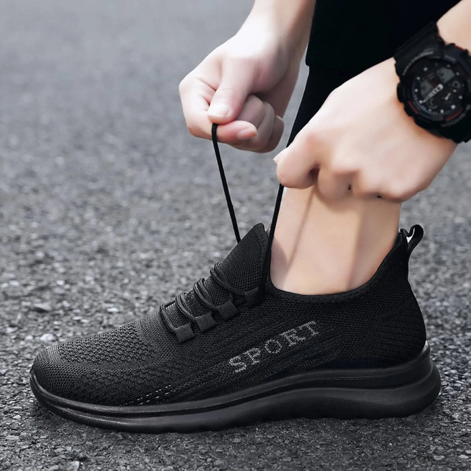 Mens Tennis Shoes Non Slip Shoes Lightweight Breathable Slip on Running Fashion Men's Casual Sneakers Mesh Breathable Walking on for Men White Sneakers
