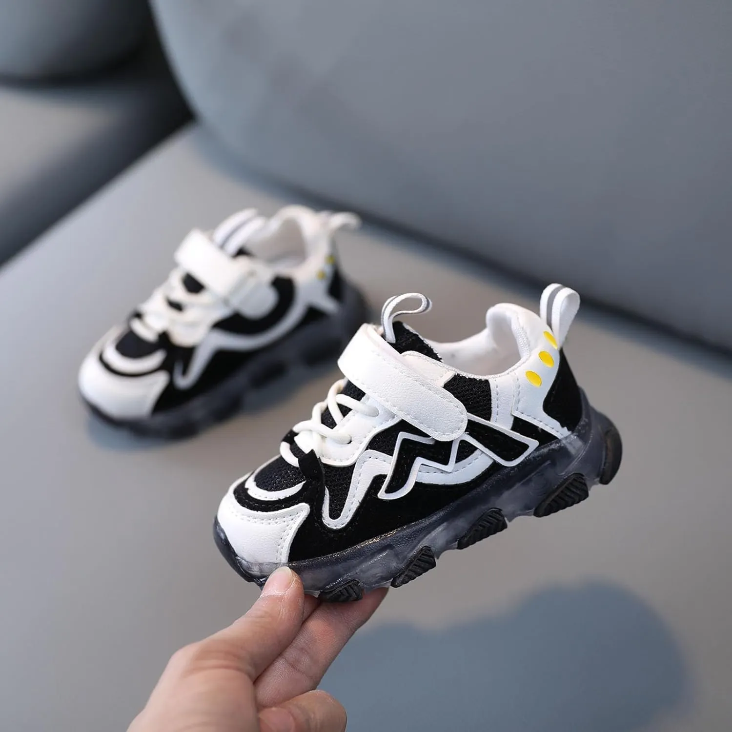 Mesh Breathable Light up Sneakers for Toddler Boys Girls Kids Lace Strap First Walking Sport Shoes Lightweight Fashion