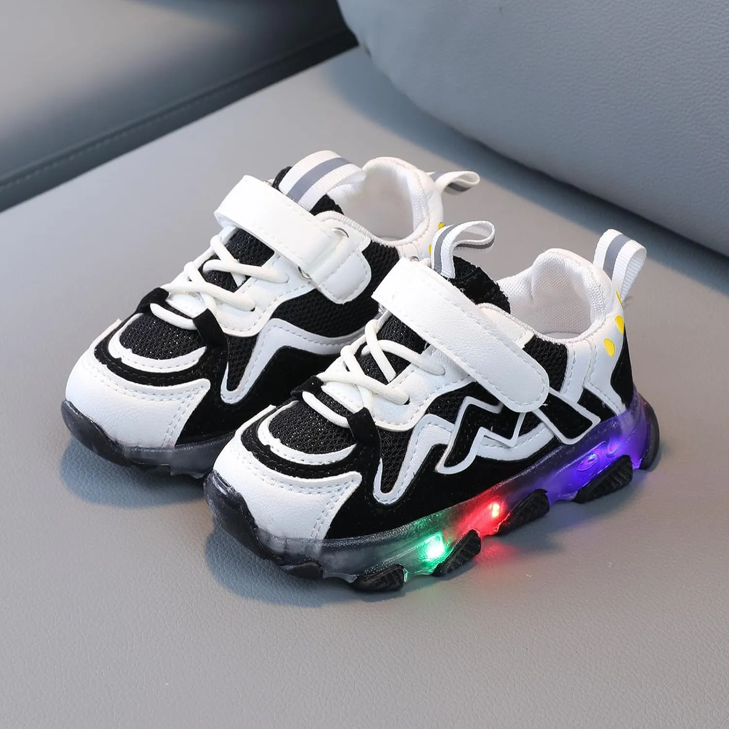 Mesh Breathable Light up Sneakers for Toddler Boys Girls Kids Lace Strap First Walking Sport Shoes Lightweight Fashion