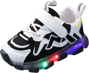 Mesh Breathable Light up Sneakers for Toddler Boys Girls Kids Lace Strap First Walking Sport Shoes Lightweight Fashion