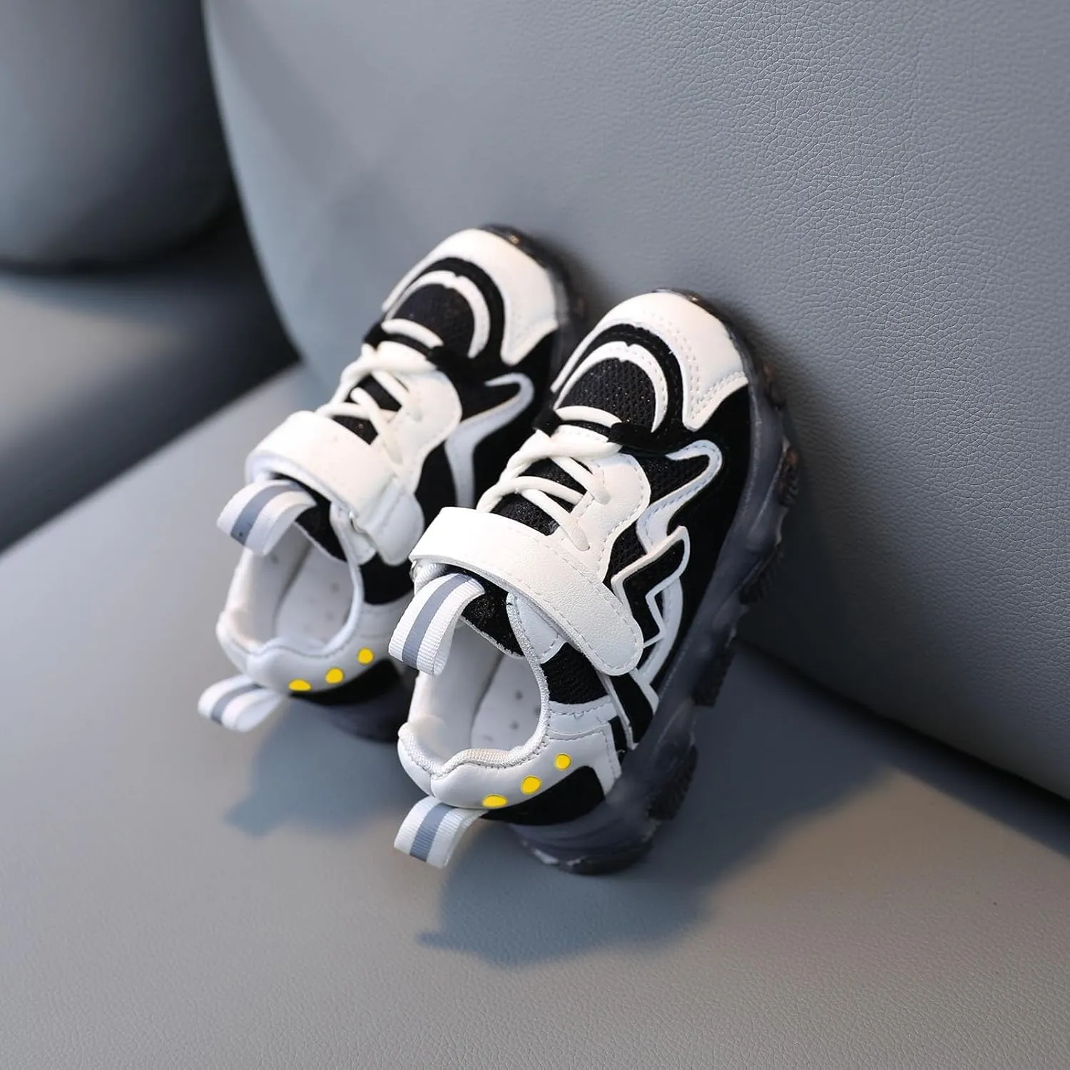 Mesh Breathable Light up Sneakers for Toddler Boys Girls Kids Lace Strap First Walking Sport Shoes Lightweight Fashion