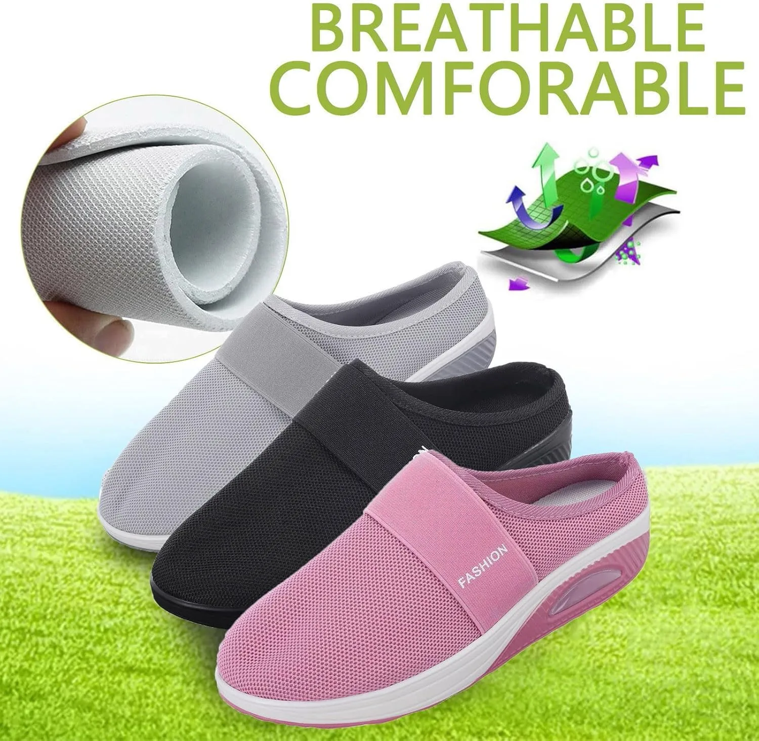Mesh Sandals Women Casual Breathable Sneakers Fashion Slip on Walking Sandals Breathable Running Shoes