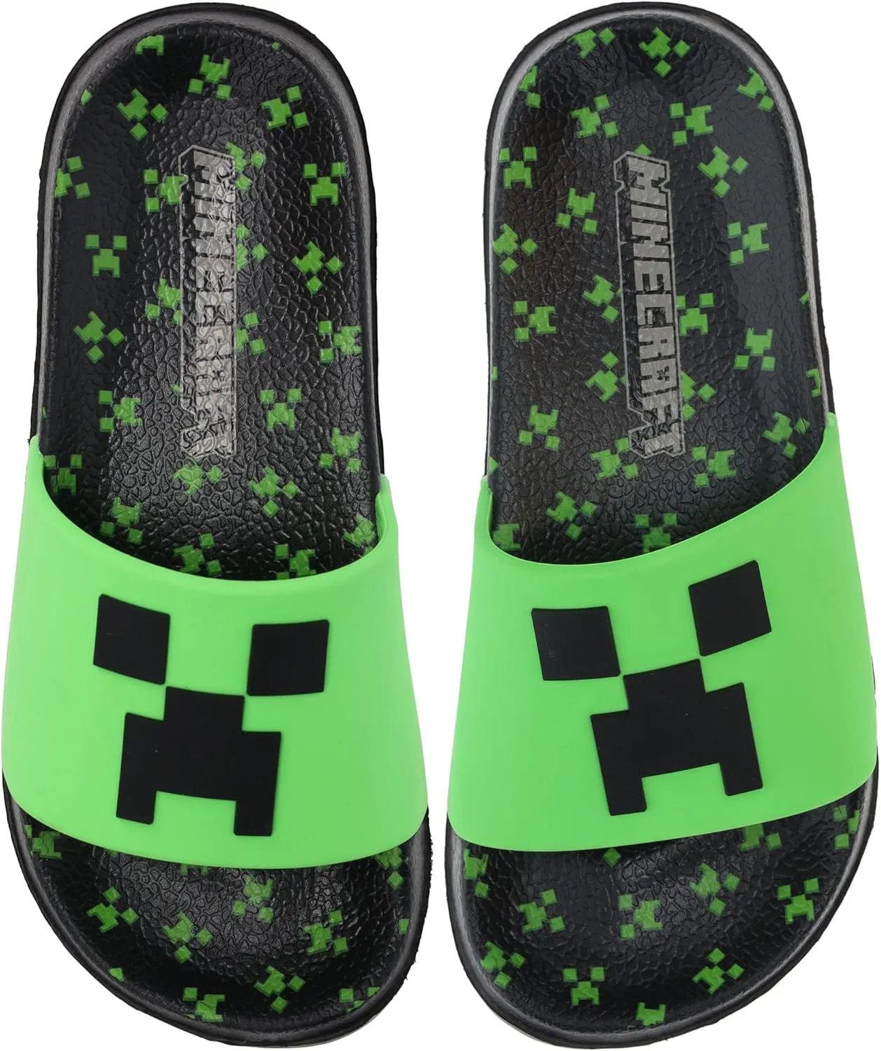 Minecraft Boys Creeper Sandals - Casual Comfort Poolside Outdoor