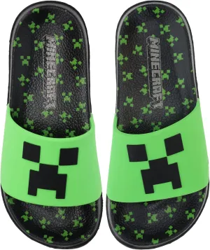 Minecraft Boys Creeper Sandals - Casual Comfort Poolside Outdoor