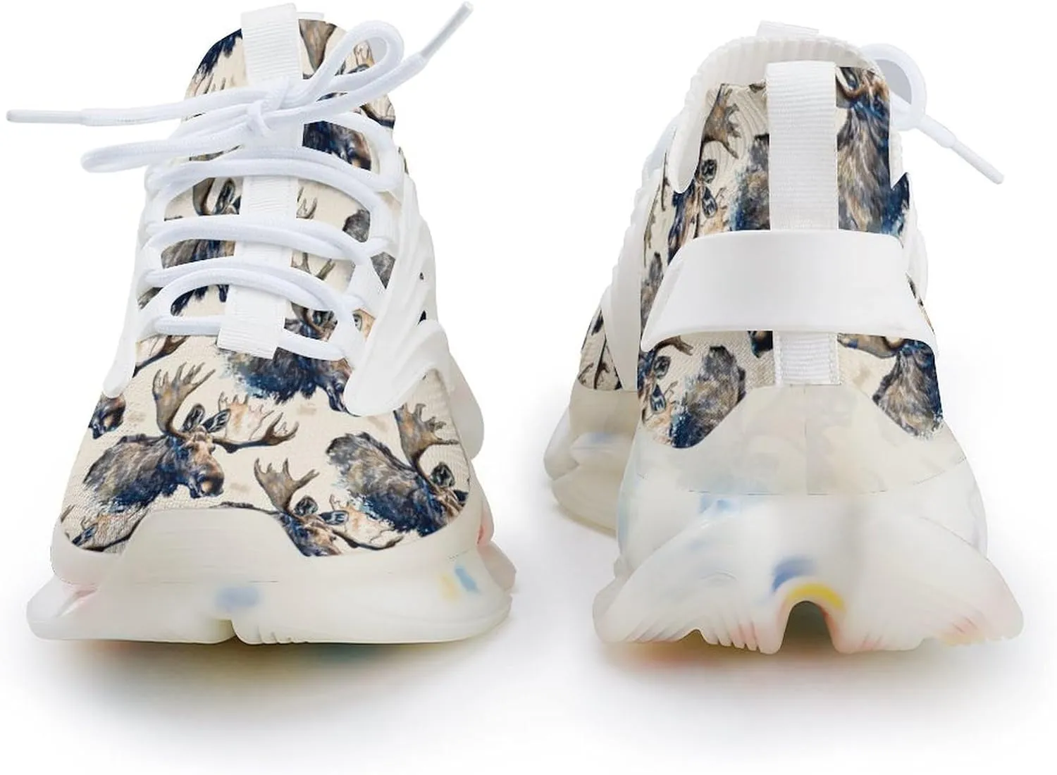 Moose Watercolor Men's Running Shoes Lightweight Walking Shoe Breathable Sneaker