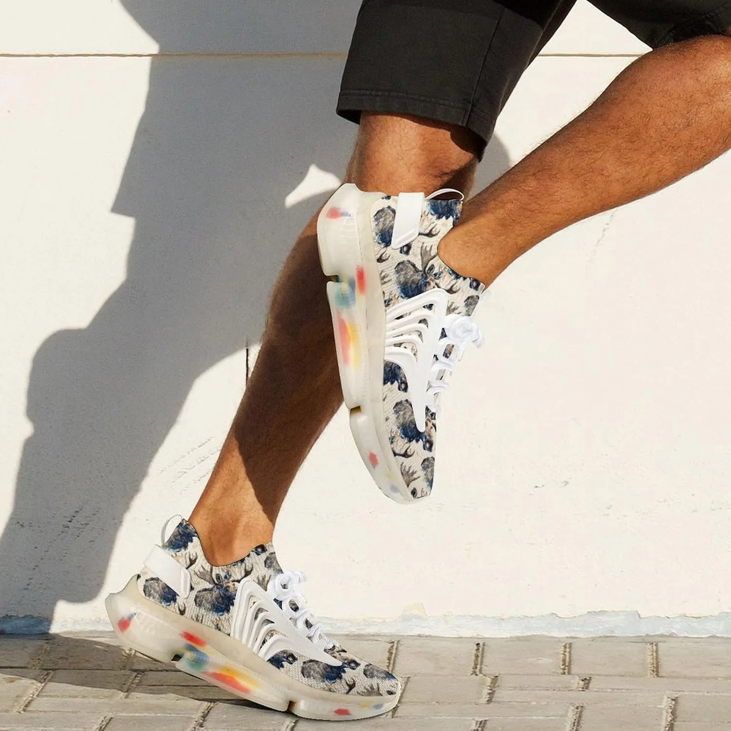 Moose Watercolor Men's Running Shoes Lightweight Walking Shoe Breathable Sneaker