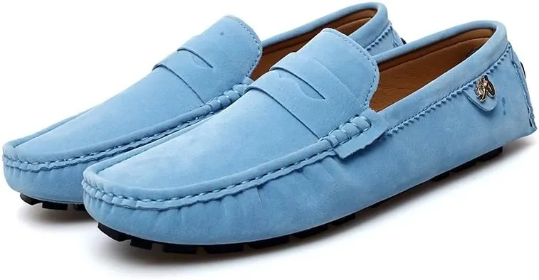 New Loafers for Men Round Toe Suede Vamp Penny Driving Loafers Flat Heel Flexible Comfortable Prom Fashion Slip-ons