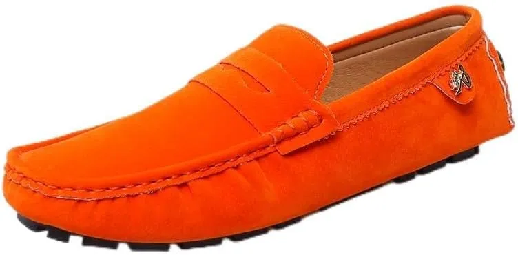 New Loafers for Men Round Toe Suede Vamp Penny Driving Loafers Flat Heel Flexible Comfortable Prom Fashion Slip-ons