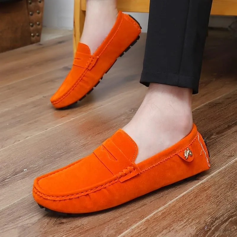 New Loafers for Men Round Toe Suede Vamp Penny Driving Loafers Flat Heel Flexible Comfortable Prom Fashion Slip-ons