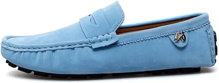 New Loafers for Men Round Toe Suede Vamp Penny Driving Loafers Flat Heel Flexible Comfortable Prom Fashion Slip-ons