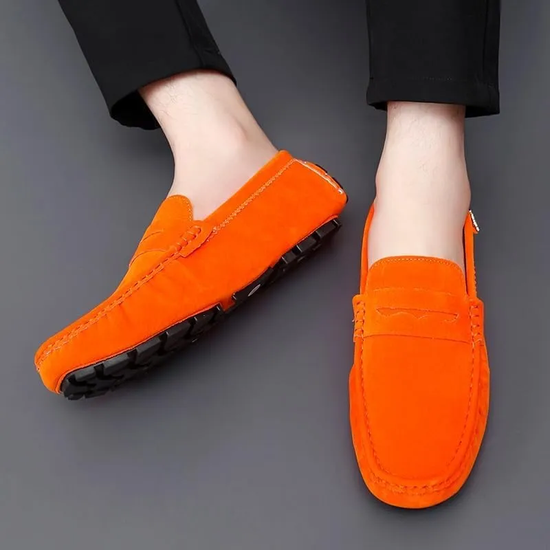 New Loafers for Men Round Toe Suede Vamp Penny Driving Loafers Flat Heel Flexible Comfortable Prom Fashion Slip-ons