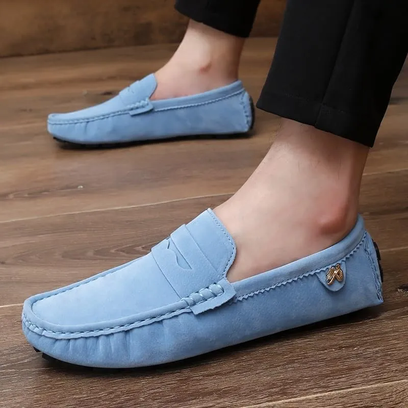 New Loafers for Men Round Toe Suede Vamp Penny Driving Loafers Flat Heel Flexible Comfortable Prom Fashion Slip-ons