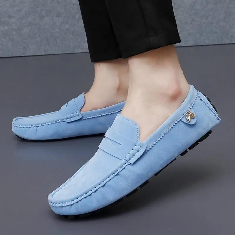 New Loafers for Men Round Toe Suede Vamp Penny Driving Loafers Flat Heel Flexible Comfortable Prom Fashion Slip-ons
