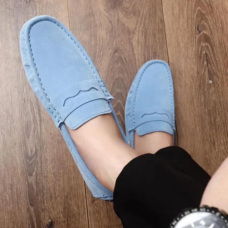 New Loafers for Men Round Toe Suede Vamp Penny Driving Loafers Flat Heel Flexible Comfortable Prom Fashion Slip-ons