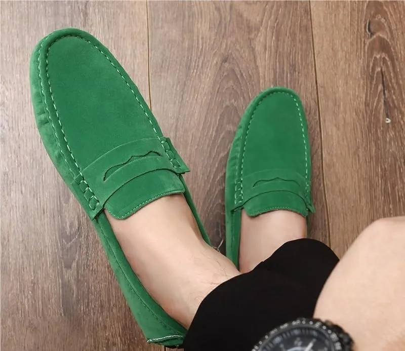 New Loafers for Men Round Toe Suede Vamp Penny Driving Loafers Flat Heel Flexible Comfortable Prom Fashion Slip-ons