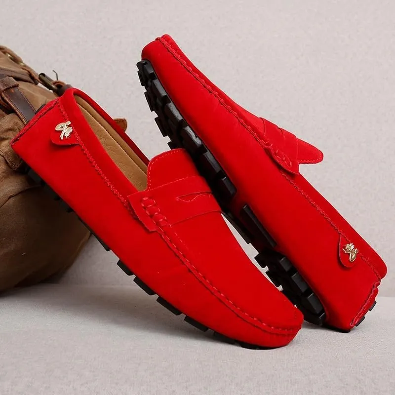 New Loafers for Men Round Toe Suede Vamp Penny Driving Loafers Flat Heel Flexible Comfortable Prom Fashion Slip-ons