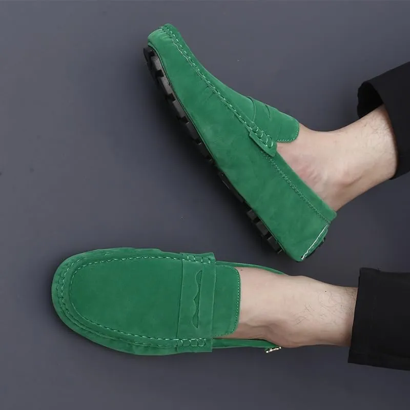 New Loafers for Men Round Toe Suede Vamp Penny Driving Loafers Flat Heel Flexible Comfortable Prom Fashion Slip-ons