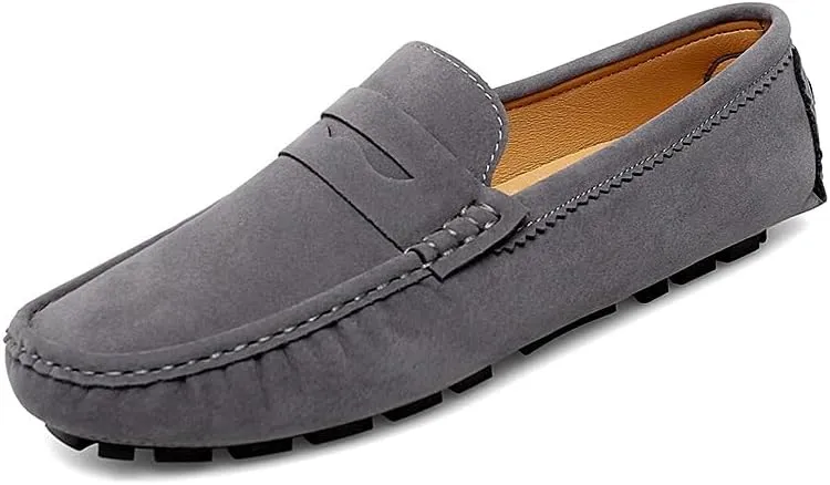 New Loafers for Men Solid Color Round Toe Suede Vamp Penny Driving Loafers Flexible Anti-Slip Comfortable Prom Slip-ons