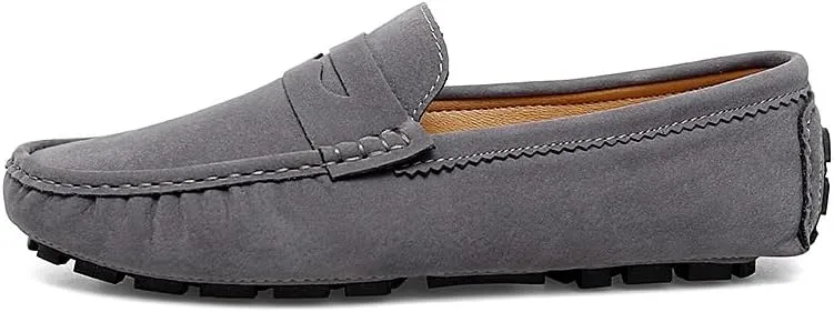 New Loafers for Men Solid Color Round Toe Suede Vamp Penny Driving Loafers Flexible Anti-Slip Comfortable Prom Slip-ons