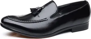 New Loafers for Men Tassel Burnished Toe Loafer Shoes Faux Leather Slip Resistant Flexible Comfortable Party Slip-ons
