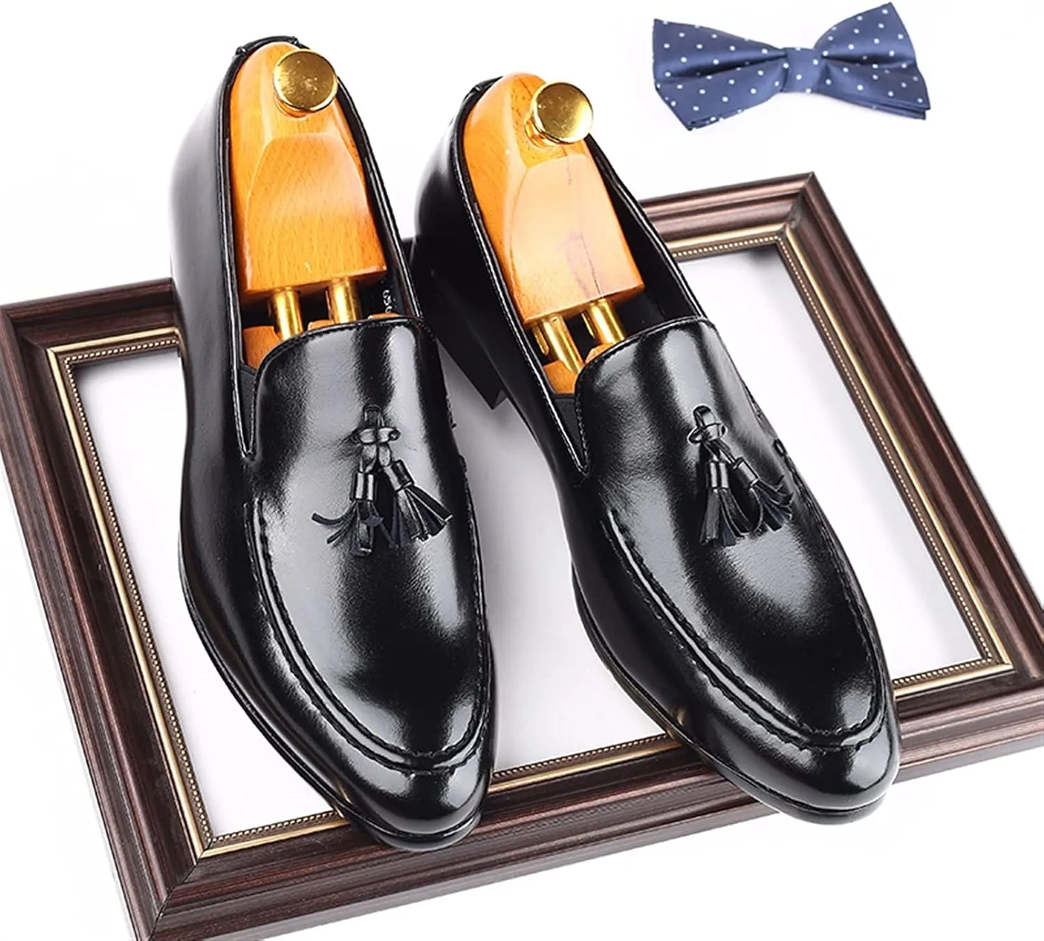 New Loafers for Men Tassel Burnished Toe Loafer Shoes Faux Leather Slip Resistant Flexible Comfortable Party Slip-ons