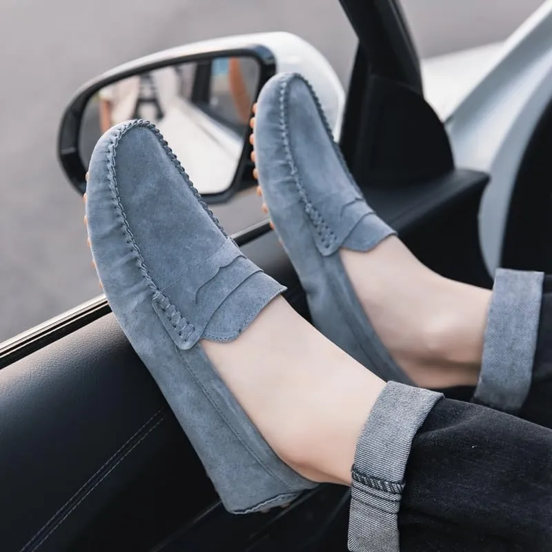 New Men's Loafers Round Toe Suede Penny Driving Loafers Slip Resistant Flexible Lightweight Prom Slip-ons