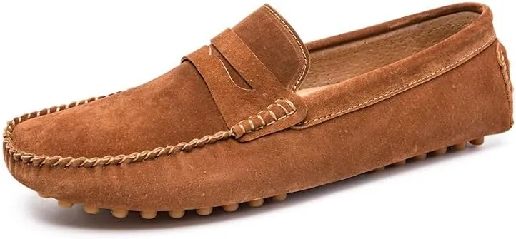 New Men's Loafers Round Toe Suede Penny Driving Loafers Slip Resistant Flexible Lightweight Prom Slip-ons