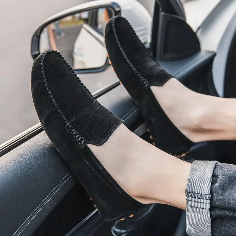 New Men's Loafers Round Toe Suede Penny Driving Loafers Slip Resistant Flexible Lightweight Prom Slip-ons