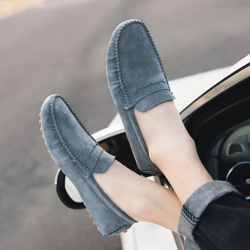 New Men's Loafers Round Toe Suede Penny Driving Loafers Slip Resistant Flexible Lightweight Prom Slip-ons