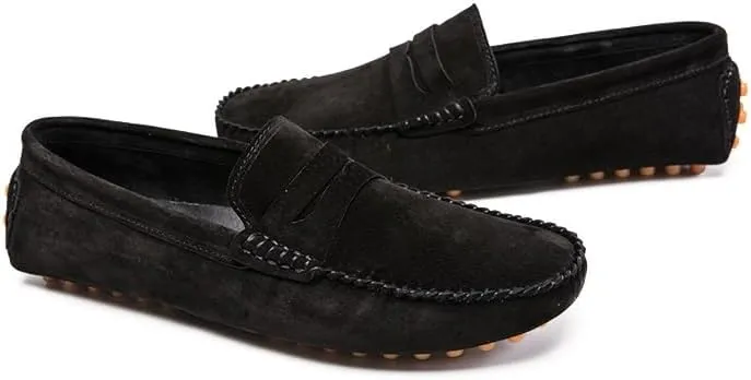 New Men's Loafers Round Toe Suede Penny Driving Loafers Slip Resistant Flexible Lightweight Prom Slip-ons