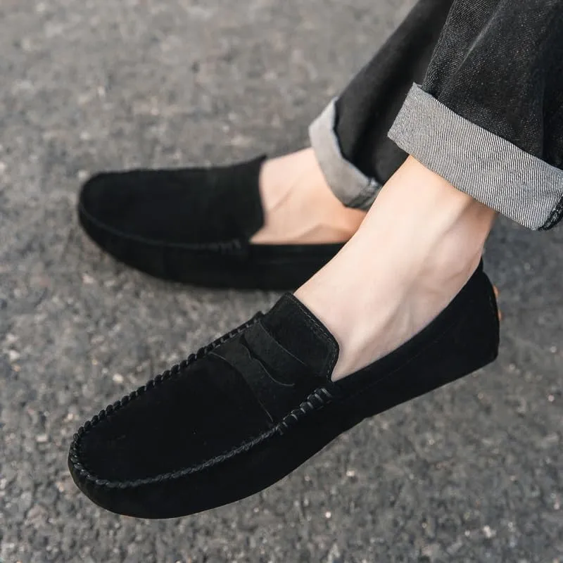 New Men's Loafers Round Toe Suede Penny Driving Loafers Slip Resistant Flexible Lightweight Prom Slip-ons