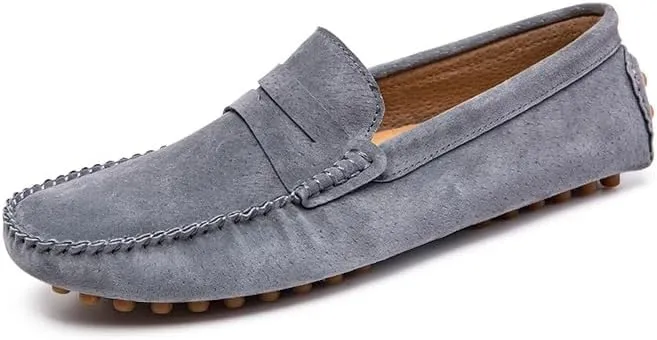 New Men's Loafers Round Toe Suede Penny Driving Loafers Slip Resistant Flexible Lightweight Prom Slip-ons