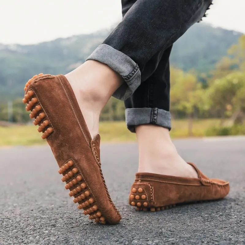 New Men's Loafers Round Toe Suede Penny Driving Loafers Slip Resistant Flexible Lightweight Prom Slip-ons