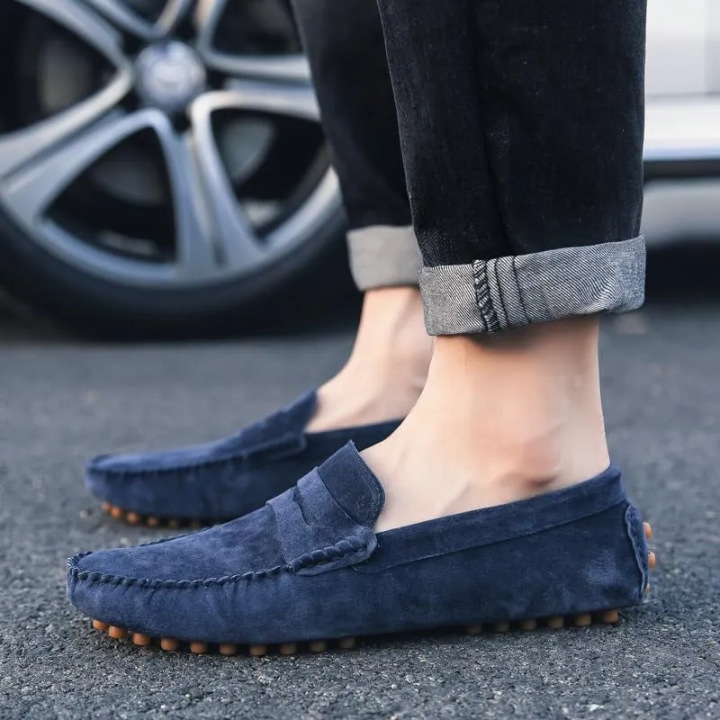 New Men's Loafers Round Toe Suede Penny Driving Loafers Slip Resistant Flexible Lightweight Prom Slip-ons