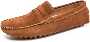New Men's Loafers Round Toe Suede Penny Driving Loafers Slip Resistant Flexible Lightweight Prom Slip-ons