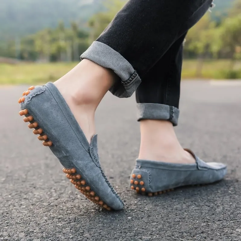New Men's Loafers Round Toe Suede Penny Driving Loafers Slip Resistant Flexible Lightweight Prom Slip-ons