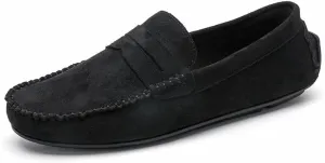 New Mens Loafers Round Toe Suede Vamp Penny Driving Loafers Flat Heel Anti-Slip Flexible Outdoor Slip-ons