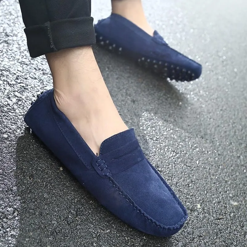 New Mens Loafers Round Toe Suede Vamp Penny Driving Style Loafer Flexible Slip Resistant Lightweight Walking Outdoor Slip-ons