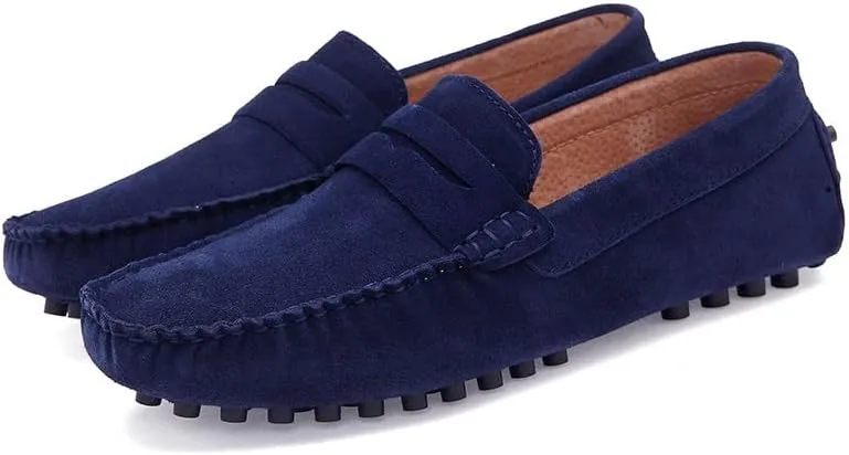 New Mens Loafers Round Toe Suede Vamp Penny Driving Style Loafer Flexible Slip Resistant Lightweight Walking Outdoor Slip-ons