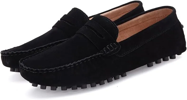 New Mens Loafers Round Toe Suede Vamp Penny Driving Style Loafer Flexible Slip Resistant Lightweight Walking Outdoor Slip-ons