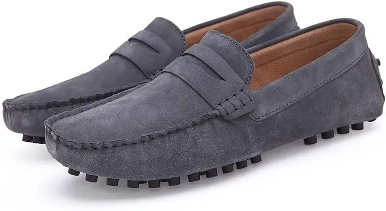 New Mens Loafers Round Toe Suede Vamp Penny Driving Style Loafer Flexible Slip Resistant Lightweight Walking Outdoor Slip-ons