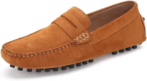 New Mens Loafers Round Toe Suede Vamp Penny Driving Style Loafer Flexible Slip Resistant Lightweight Walking Outdoor Slip-ons
