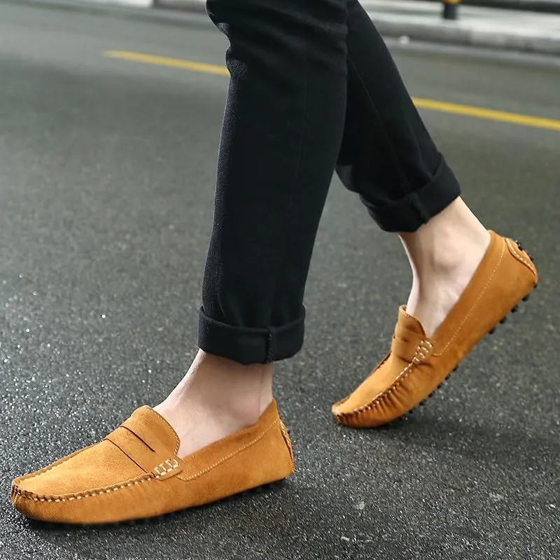 New Mens Loafers Round Toe Suede Vamp Penny Driving Style Loafer Flexible Slip Resistant Lightweight Walking Outdoor Slip-ons
