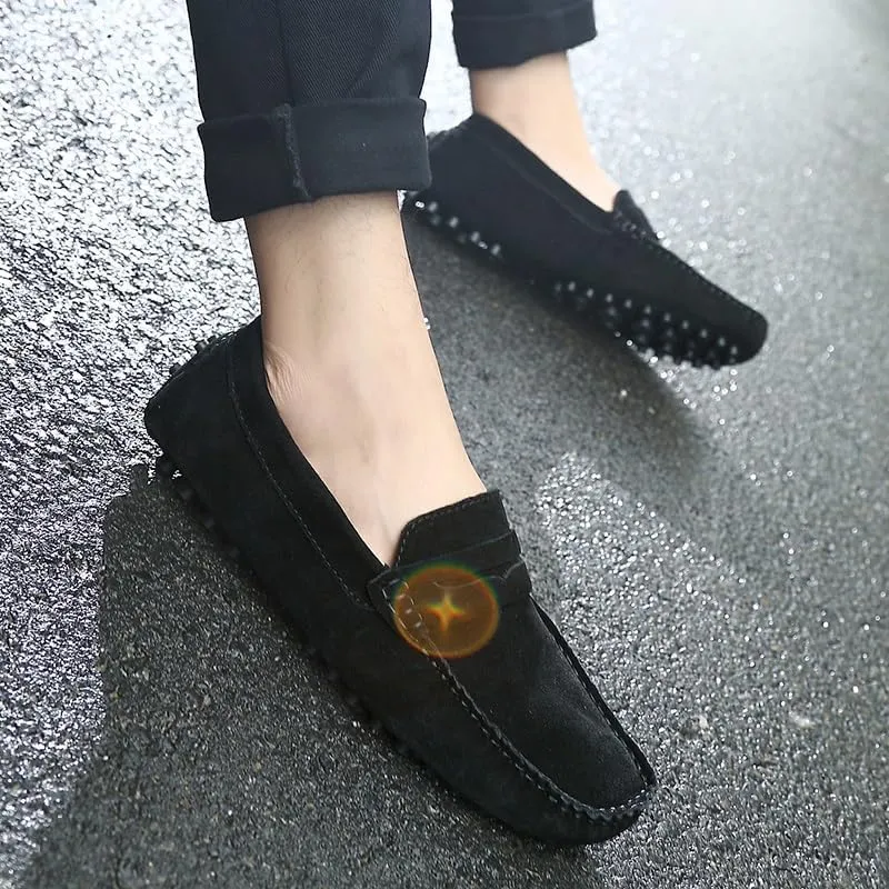 New Mens Loafers Round Toe Suede Vamp Penny Driving Style Loafer Flexible Slip Resistant Lightweight Walking Outdoor Slip-ons